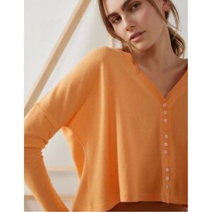 UO Out From Under BouncePlush Chloe Orange Button Up Cardigan Top XS Loungewear